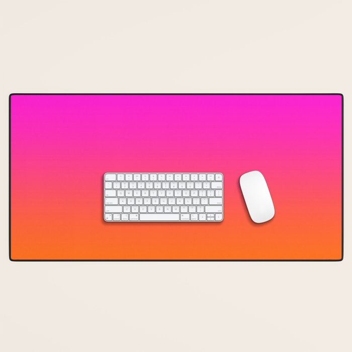 Hot Magenta Pink and Orange Trendy Ombre Desk Mat Gallery Image 1