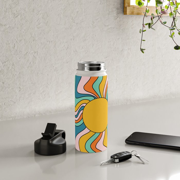 Retro 70s Colorful Sunshine Water Bottle Gallery Image 4