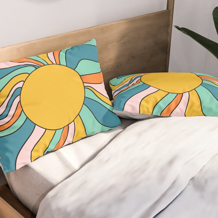 Retro 70s Colorful Sunshine Pillow Sham Gallery Image 2