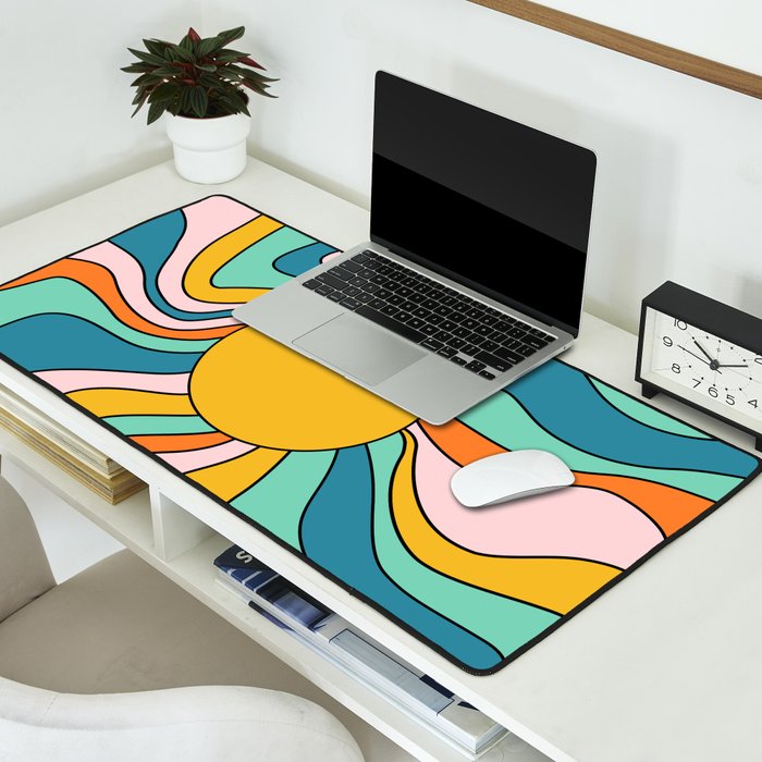 Retro 70s Colorful Sunshine Desk Mat Gallery Image 2