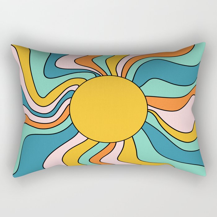 Retro 70s Colorful Sunshine Rectangular Pillow Gallery Image 2