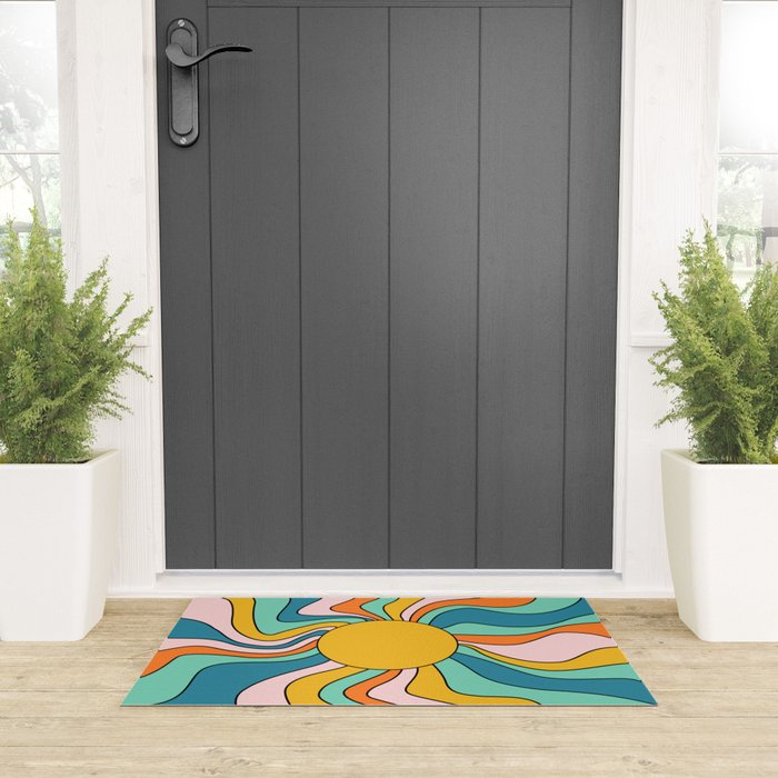 Retro 70s Colorful Sunshine Welcome Mat Gallery Image 3
