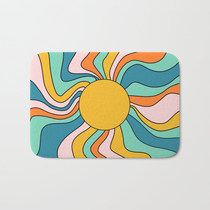 Retro 70s Colorful Sunshine Bath Mat Gallery Image 1