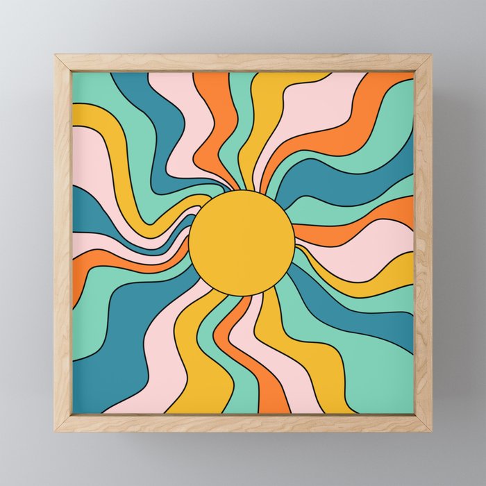 Retro 70s Colorful Sunshine Mini Art Print Gallery Image 1