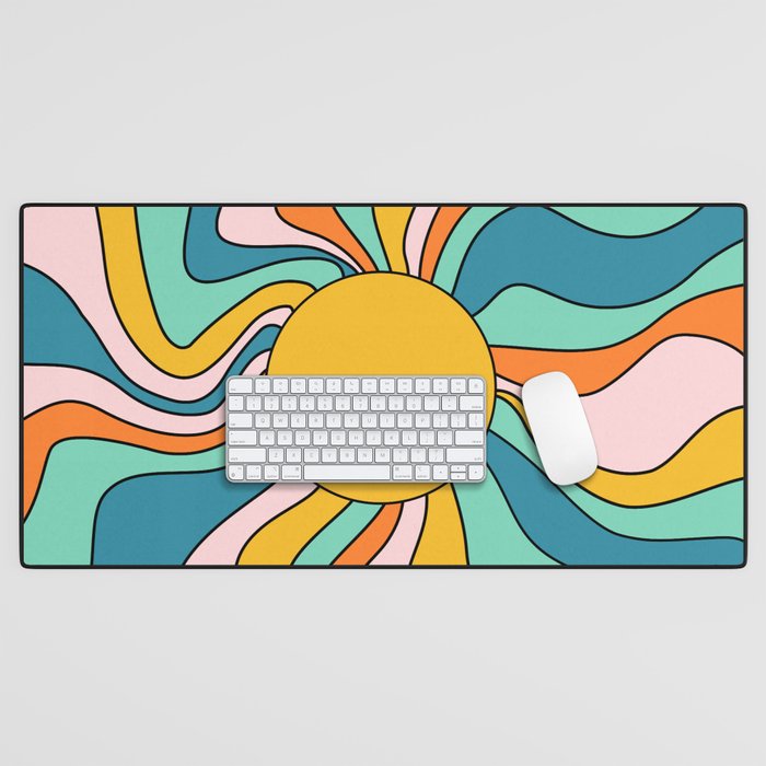 Retro 70s Colorful Sunshine Desk Mat Gallery Image 1