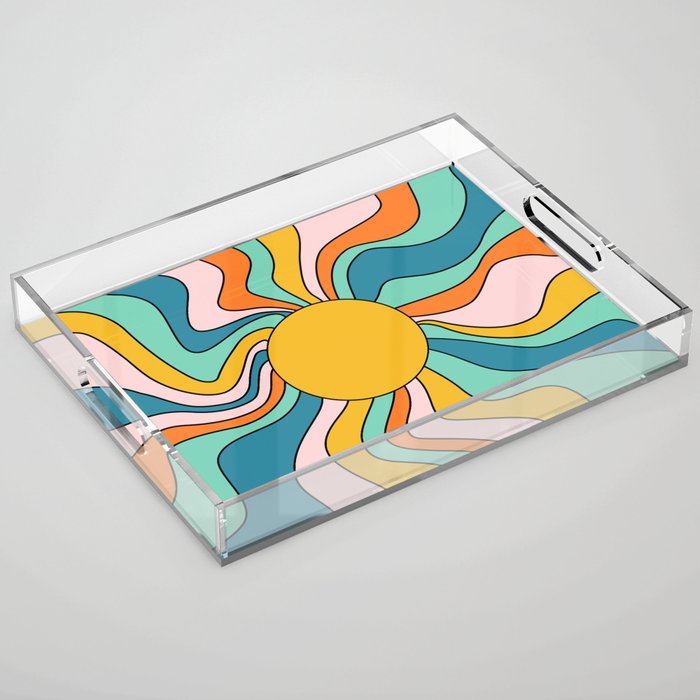 Retro 70s Colorful Sunshine Acrylic Tray Gallery Image 1