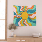 Retro 70s Colorful Sunshine Wall Tapestry Gallery Image 2