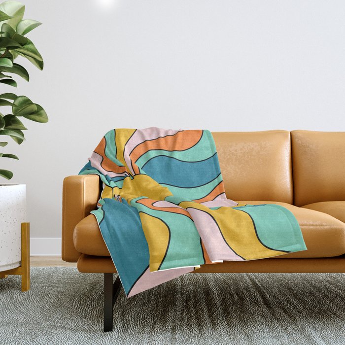 Retro 70s Colorful Sunshine Throw Blanket Gallery Image 1