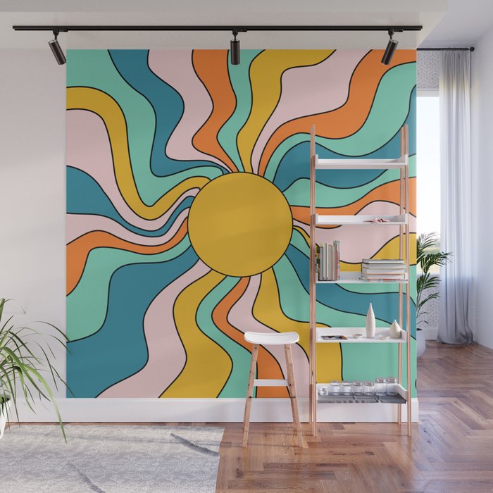 Retro 70s Colorful Sunshine Wall Mural Gallery Image 1