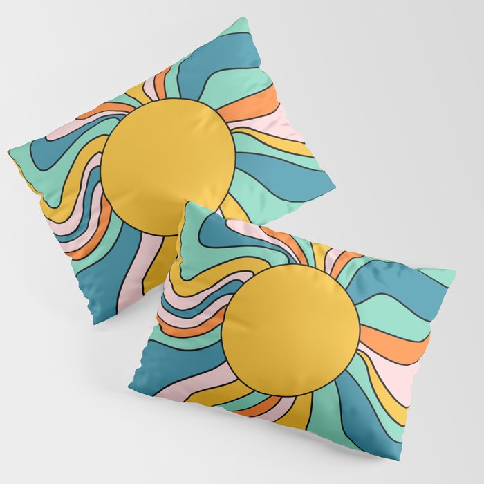 Retro 70s Colorful Sunshine Pillow Sham Gallery Image 1