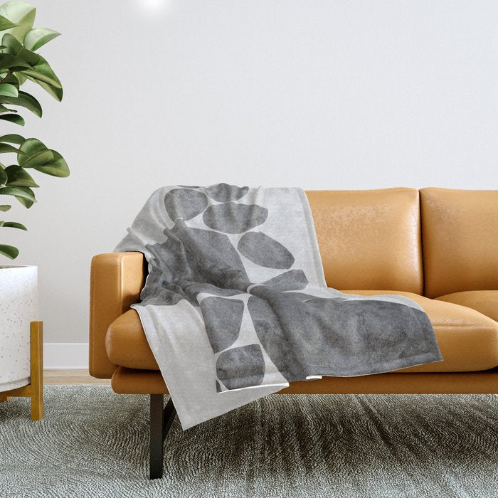 Balancing / Gray on White Throw Blanket Gallery Image 1