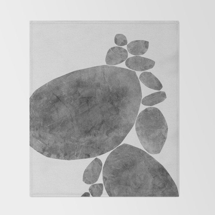 Balancing / Gray on White Throw Blanket Gallery Image 2