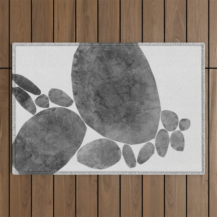 Balancing / Gray on White Outdoor Rug Gallery Image 1