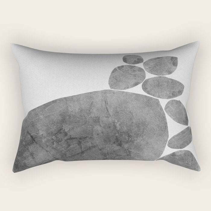Balancing / Gray on White Rectangular Pillow Gallery Image 2