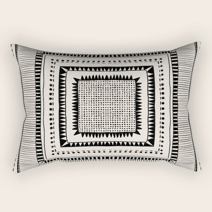 Black & White Symmetrical Pattern #2 Rectangular Pillow Gallery Image 2