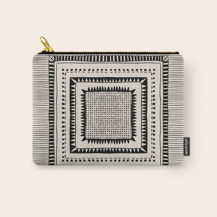 Black & White Symmetrical Pattern #2 Carry All Pouch Gallery Image 1