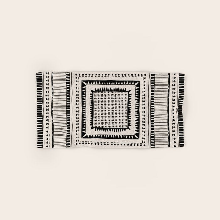 Black & White Symmetrical Pattern #2 Bath Towel Gallery Image 1