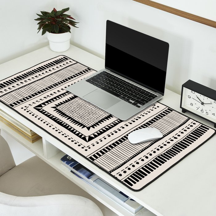 Black & White Symmetrical Pattern #2 Desk Mat Gallery Image 2