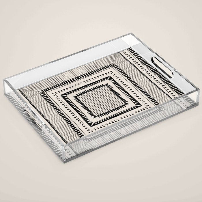 Black & White Symmetrical Pattern #2 Acrylic Tray Gallery Image 1