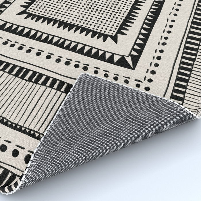 Black & White Symmetrical Pattern #2 Rug Gallery Image 4