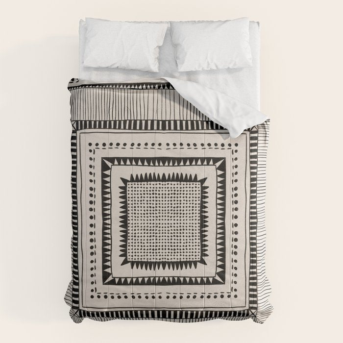 Black & White Symmetrical Pattern #2 Comforter Gallery Image 6