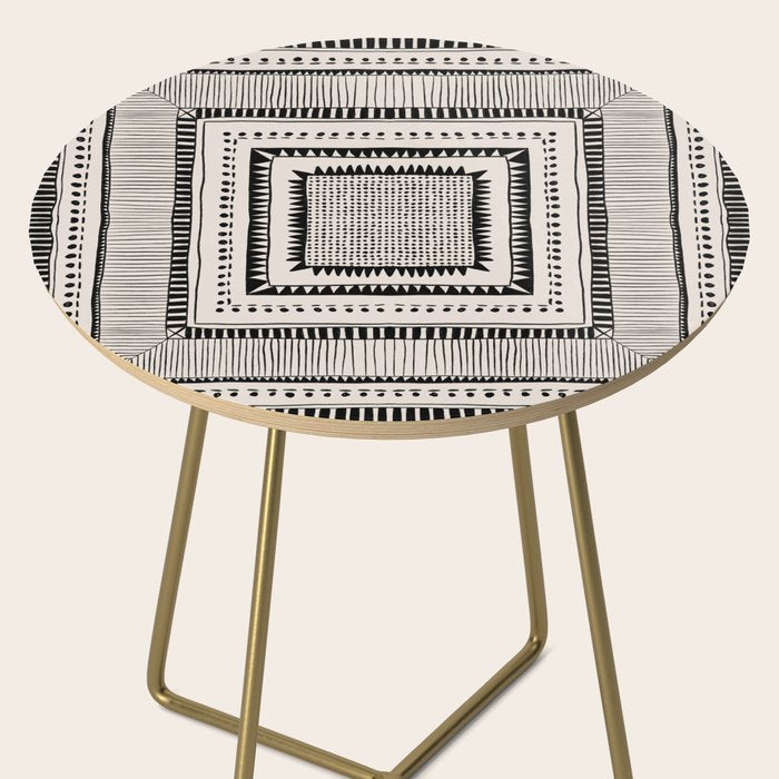 Black & White Symmetrical Pattern #2 Side Table Gallery Image 2