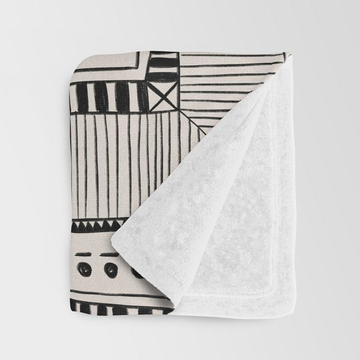 Black & White Symmetrical Pattern #2 Throw Blanket Gallery Image 3