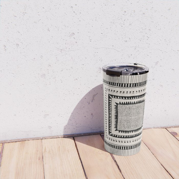 Black & White Symmetrical Pattern #2 Travel Mug Gallery Image 4