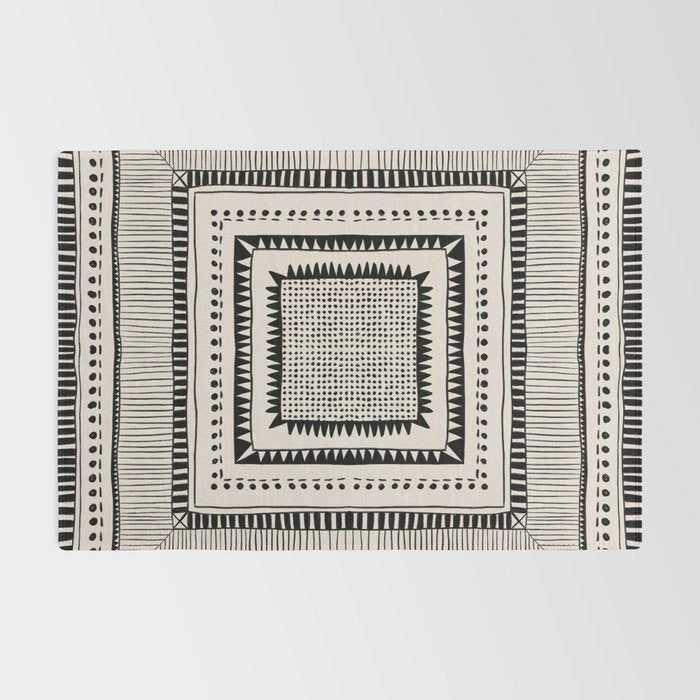 Black & White Symmetrical Pattern #2 Rug Gallery Image 2