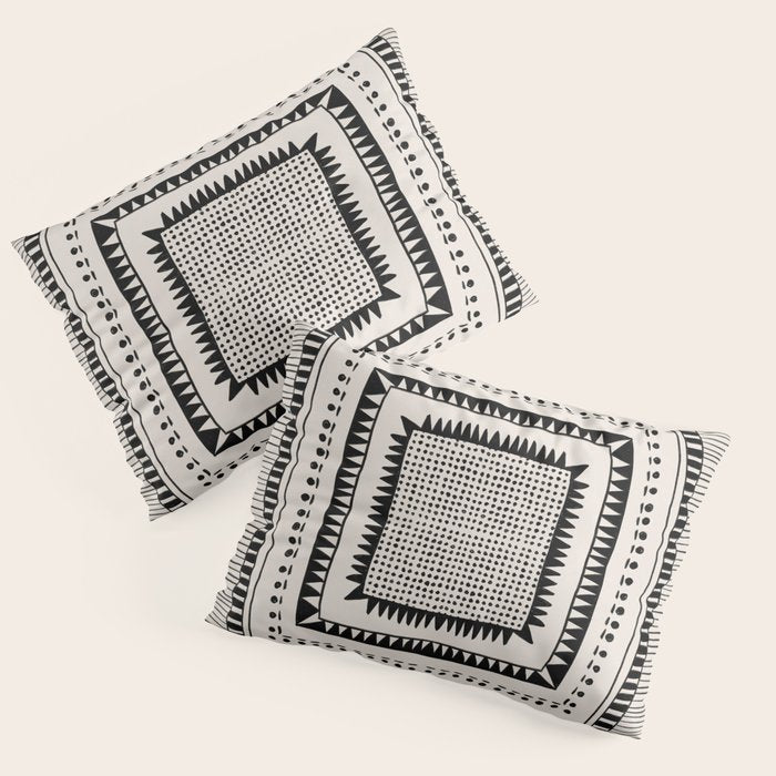 Black & White Symmetrical Pattern #2 Pillow Sham Gallery Image 1