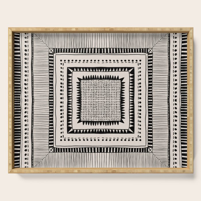Black & White Symmetrical Pattern #2 Serving Tray Gallery Image 1