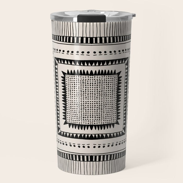 Black & White Symmetrical Pattern #2 Travel Mug Gallery Image 1