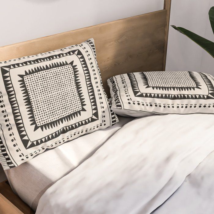 Black & White Symmetrical Pattern #2 Pillow Sham Gallery Image 2