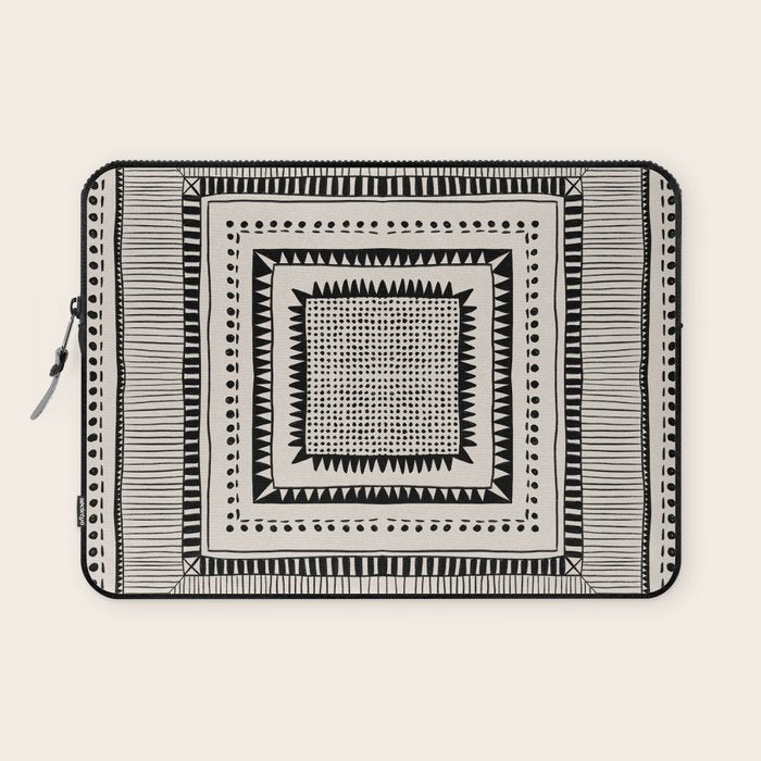 Black & White Symmetrical Pattern #2 Laptop Sleeve Gallery Image 1