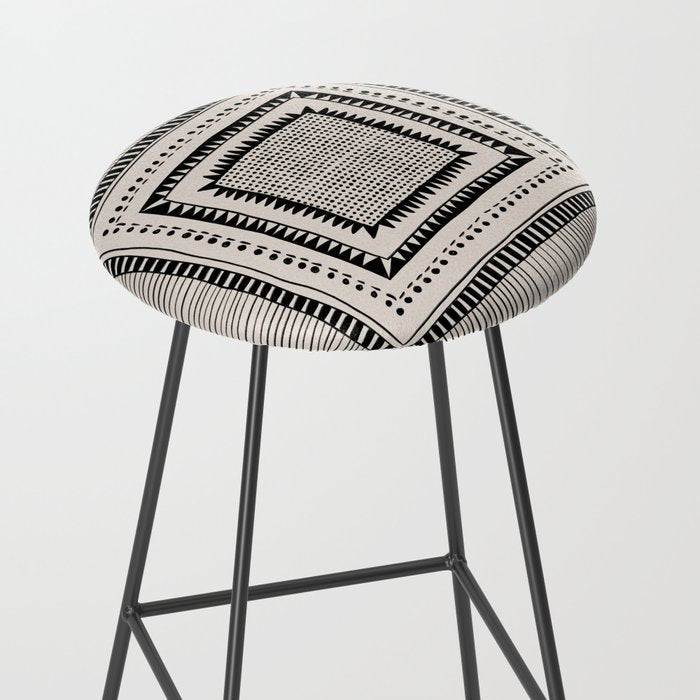 Black & White Symmetrical Pattern #2 Stool Gallery Image 2