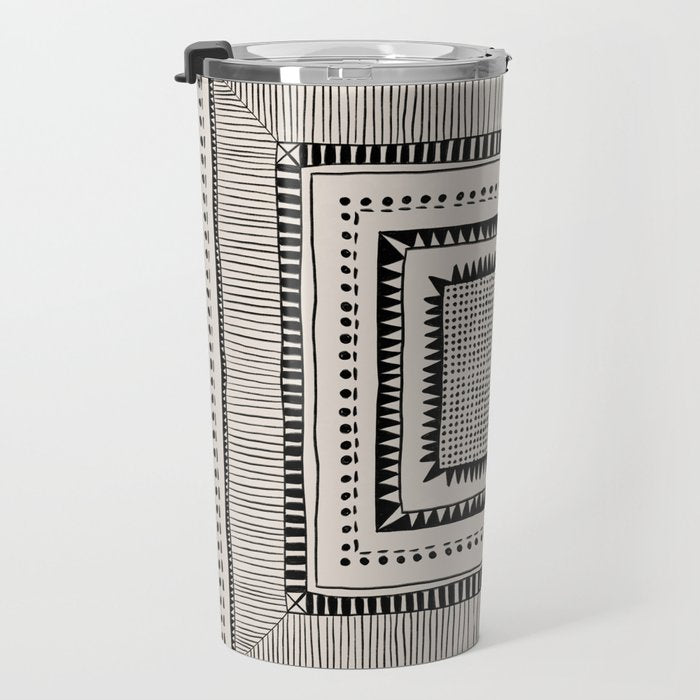 Black & White Symmetrical Pattern #2 Travel Mug Gallery Image 3