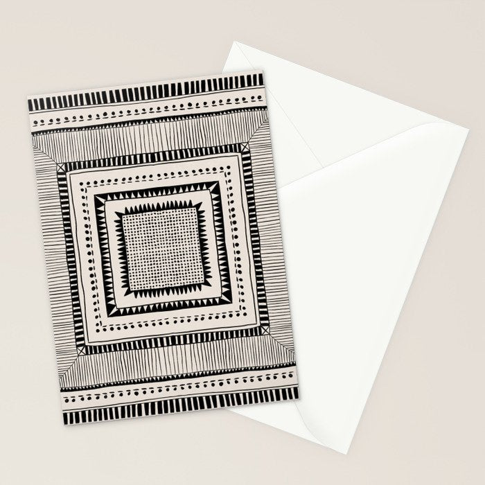 Black & White Symmetrical Pattern #2 Stationery Card Gallery Image 2
