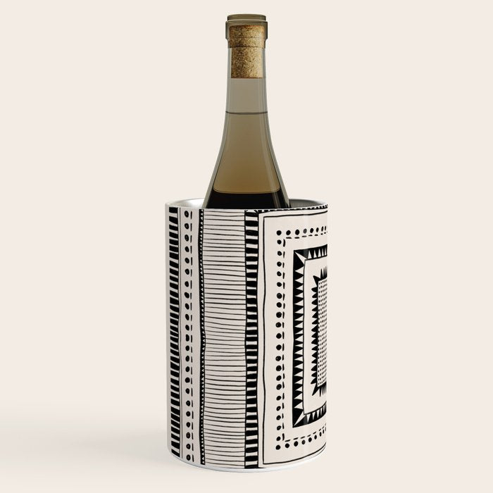Black & White Symmetrical Pattern #2 Wine Chiller Gallery Image 2