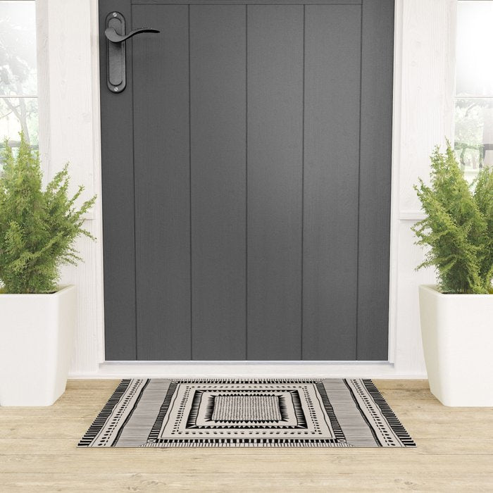 Black & White Symmetrical Pattern #2 Welcome Mat Gallery Image 3