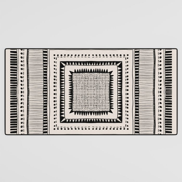 Black & White Symmetrical Pattern #2 Desk Mat Gallery Image 3