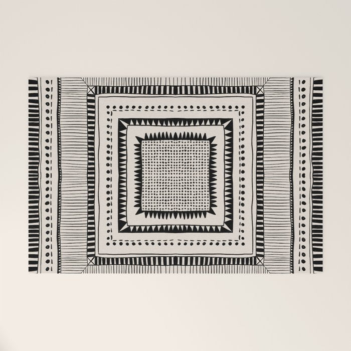 Black & White Symmetrical Pattern #2 Welcome Mat Gallery Image 1