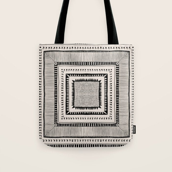 Black & White Symmetrical Pattern #2 Tote Bag Gallery Image 1