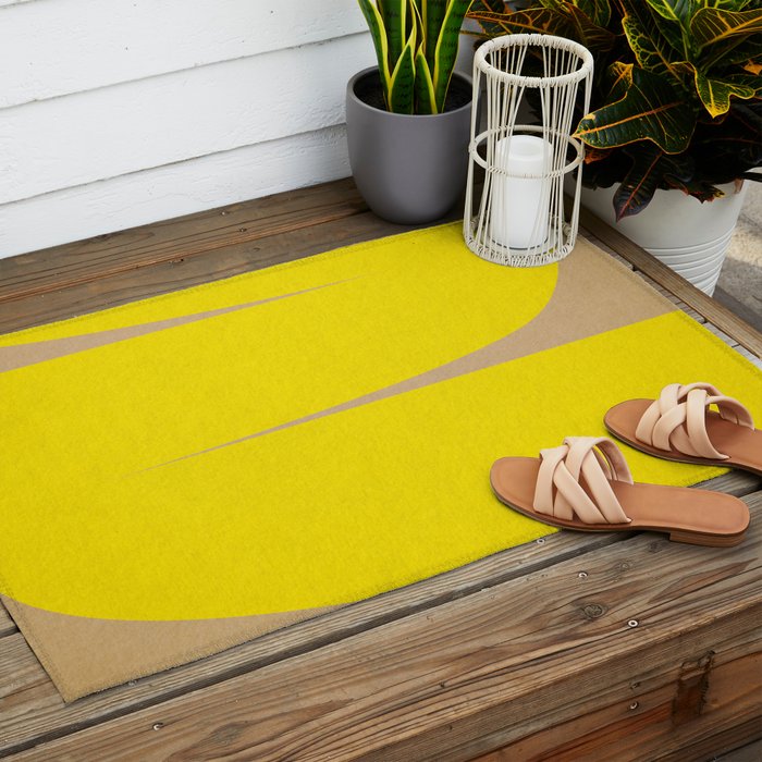 simple abstract shape-04 yellow Outdoor Rug Gallery Image 2