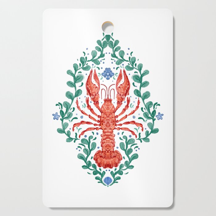 Fluidity in Color: A Watercolor Portrait of the Majestic Lobster Cutting Board Gallery Image 1