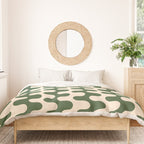 Retro Mid Century Modern Waves in Forest Green and Creamy White Duvet Cover Gallery Image 3