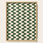 Retro Mid Century Modern Waves in Forest Green and Creamy White Serving Tray Gallery Image 1