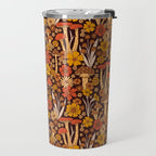 Retro 1970s Brown & Orange Mushrooms & Flowers Travel Mug Gallery Image 2