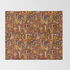 Retro 1970s Brown & Orange Mushrooms & Flowers Throw Blanket Gallery Image 2