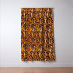 Retro 1970s Brown & Orange Mushrooms & Flowers Window Curtain Gallery Image 3