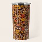 Retro 1970s Brown & Orange Mushrooms & Flowers Travel Mug Gallery Image 1